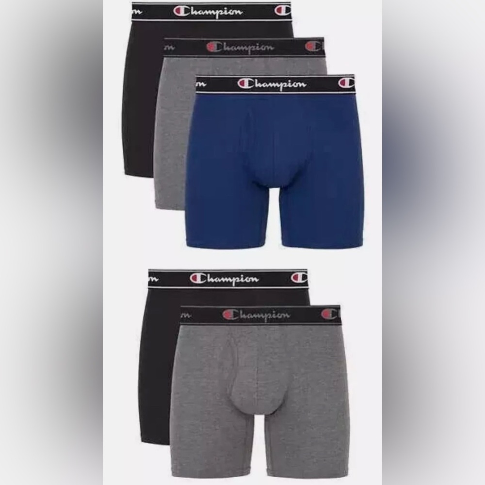 Champion Men's 5-Pack Cotton Stretch Boxer Briefs, Multicolor, Size XL